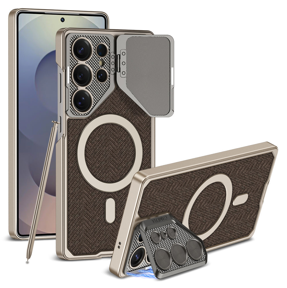 Magnetic Shockproof Leather Phone Case Support Wireless Charge For Galaxy S25 S24 S23 Ultra
