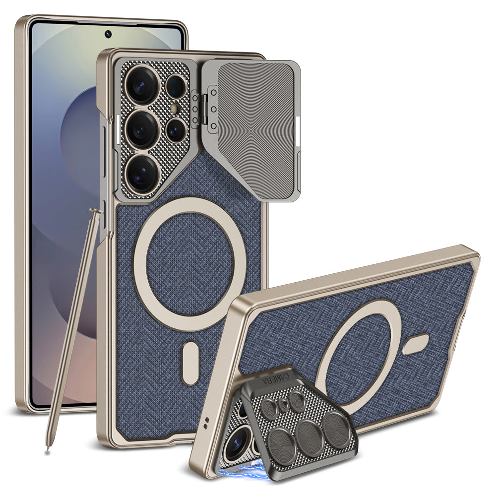 Magnetic Shockproof Leather Phone Case Support Wireless Charge For Galaxy S25 S24 S23 Ultra