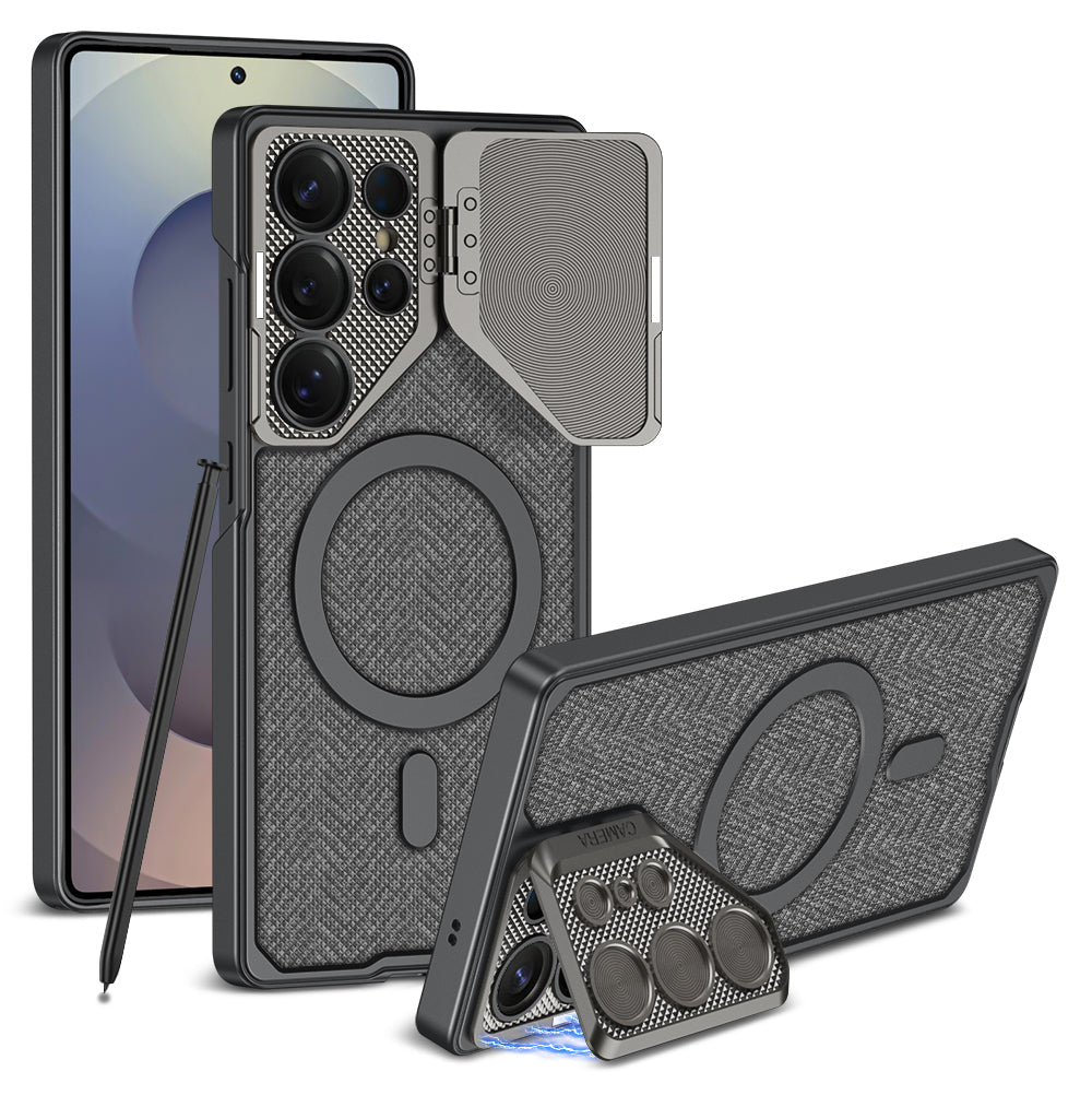 Magnetic Shockproof Leather Phone Case Support Wireless Charge For Galaxy S25 S24 S23 Ultra