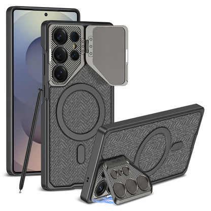 Magnetic Shockproof Leather Phone Case Support Wireless Charge For Galaxy S25 S24 S23 Ultra